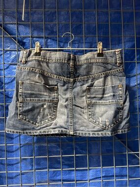 Denim Mini Skirt with Back Pockets